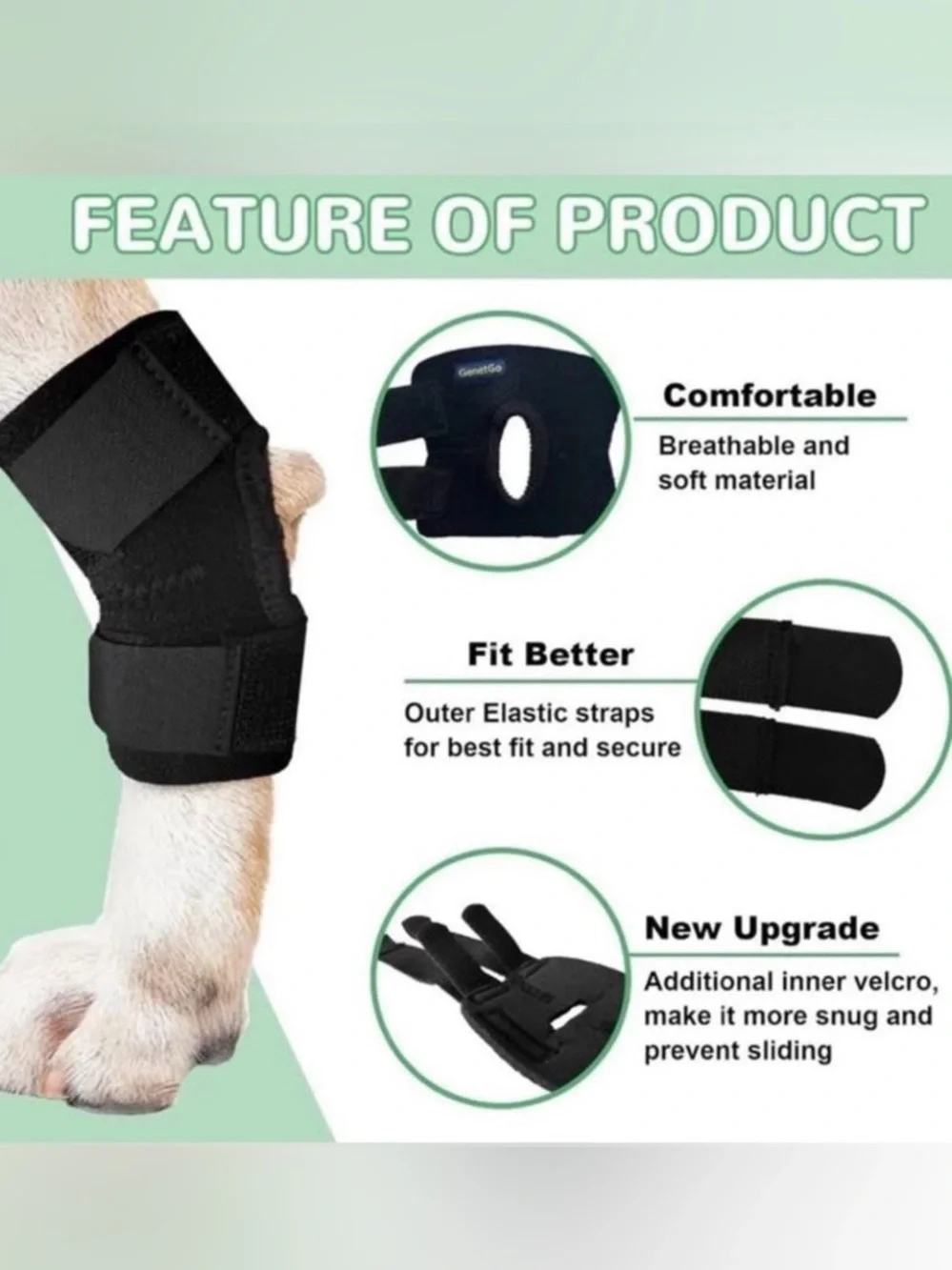 Dog Rear Hock Brace GenetGo Small S Adjustable Ankle Joint Support 1 Count